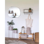 Lot paniers tressés coton beige Cadima en rangement entrée banc bambou miroir salon