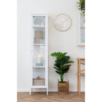 Paniers tressés coton beige Cadima dans vitrine métal blanc bureau rangement décoratif