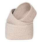 Paniers tressés coton beige Cadima empilés détail texture entrelacée bicolore ivoire