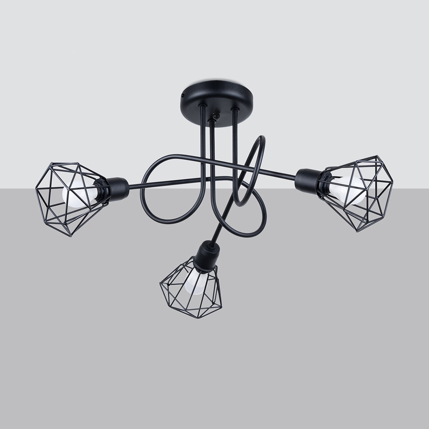 Lustre Artemis 3 branches noir de trois quarts
