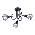 Lustre Artemis 3 branches acier noir façon sputnik, cages diamant en fil métallique, E14