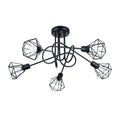 Lustre Artemis 5 branches acier noir façon sputnik, cages diamant en fil métallique, E14