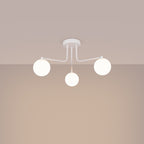 Lustre Astral 3 boules opale acier blanc G9 allumé
