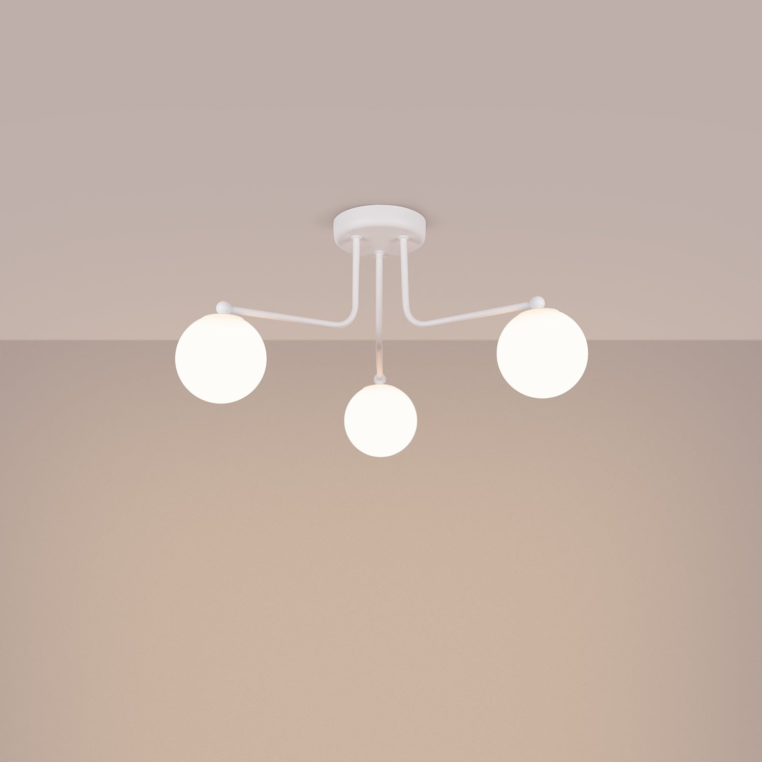Lustre Astral 3 boules opale acier blanc G9 allumé