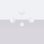 Lustre Astral 3 boules opale acier blanc G9 de profil