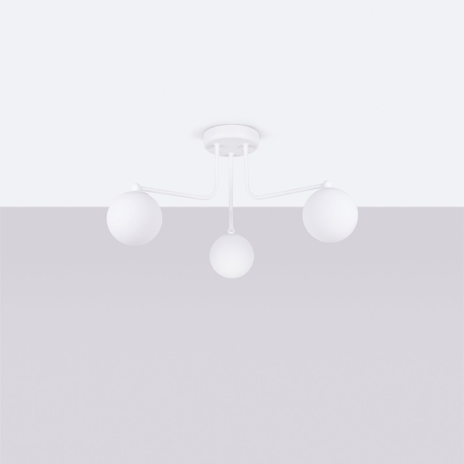 Lustre Astral 3 boules opale acier blanc G9 de profil