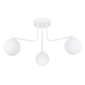 Lustre Astral 3 boules opale acier blanc G9, boule de verre opale sur acier