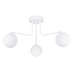 Lustre Astral 3 boules opale acier blanc G9, boule de verre opale sur acier