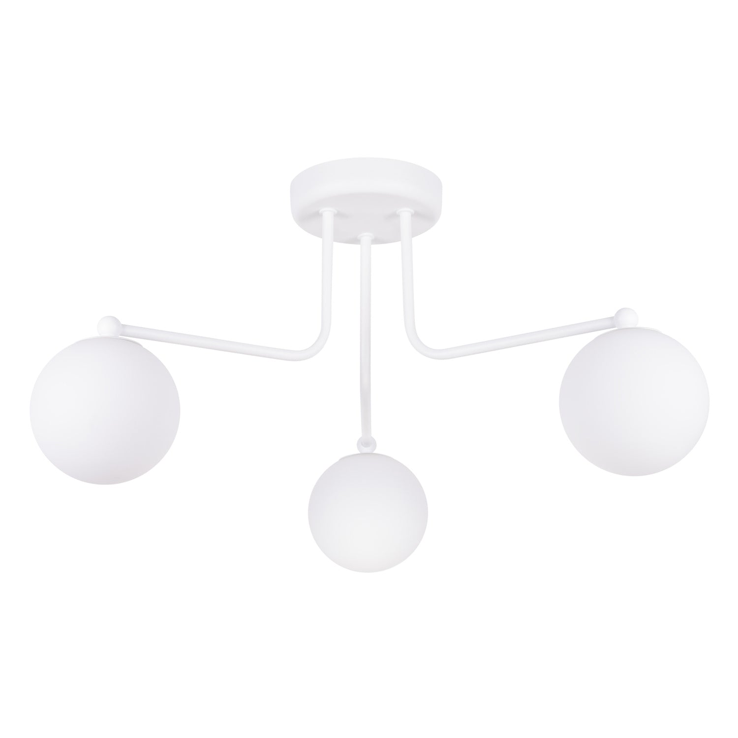 Lustre Astral 3 boules opale acier blanc G9, boule de verre opale sur acier