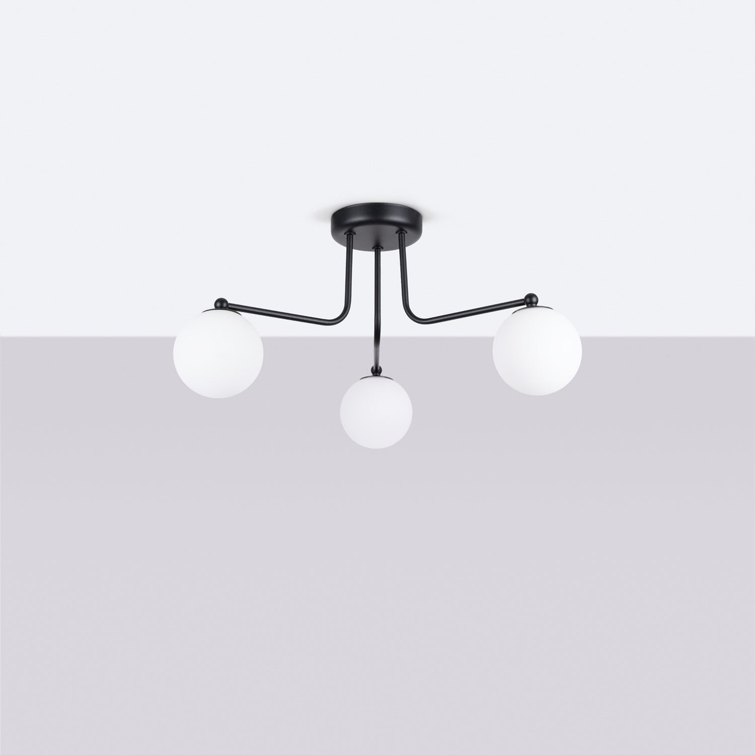 Lustre Astral 3 boules opale acier noir G9 de profil
