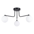 Lustre Astral 3 boules opale acier noir G9, boule de verre opale sur acier