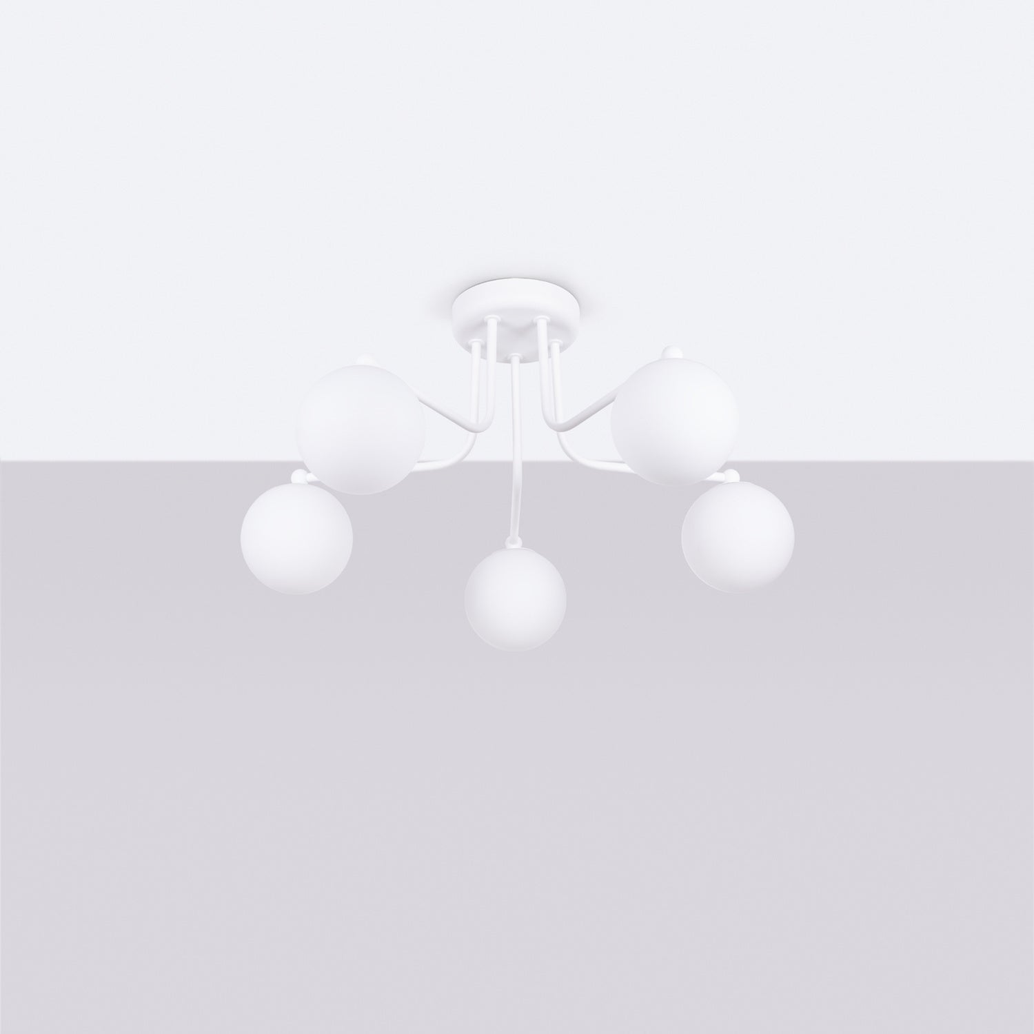 Lustre Astral 5 boules opale acier blanc G9 de profil