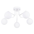 Lustre Astral 5 boules opale acier blanc G9, boule de verre opale sur acier
