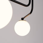 Lustre Astral 5 boules opale acier noir G9, détail de la structure