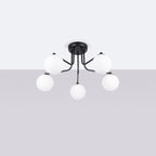 Lustre Astral 5 boules opale acier noir G9 de profil