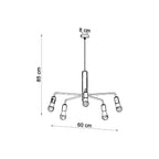 Schéma coté lustre Duomo hauteur 85 cm envergure 60 cm et rosace de 8 cm