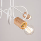 Lustre Ember 3 bois et métal blanc E27, détail de la structure