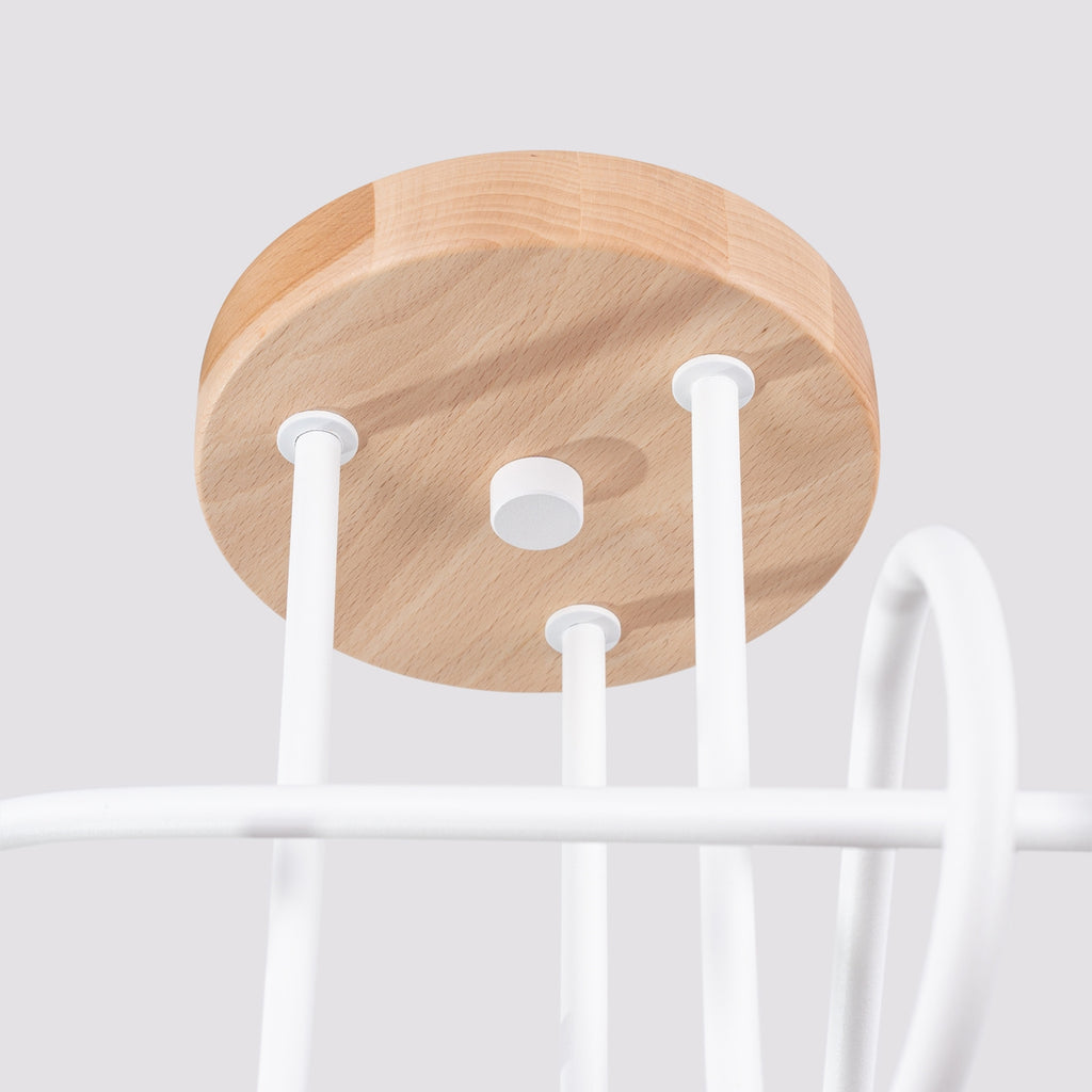 Lustre Ember 3 bois et métal blanc E27, gros plan