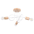 Lustre Ember 3 bois et métal blanc E27, rosace bois et bras d'acier courbés