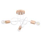 Lustre Ember 3 bois et métal blanc E27, rosace bois et bras d'acier courbés