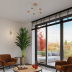 Lustre Ember 5 bois et métal blanc E27, ambiance chaleureuse