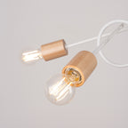 Vue en coupe : Lustre Ember 5 bois et métal blanc E27