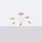 Lustre Ember 5 bois et métal blanc E27 de profil