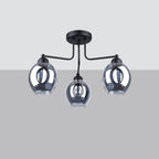Lustre Fillan 3 verre fumé E27 de profil