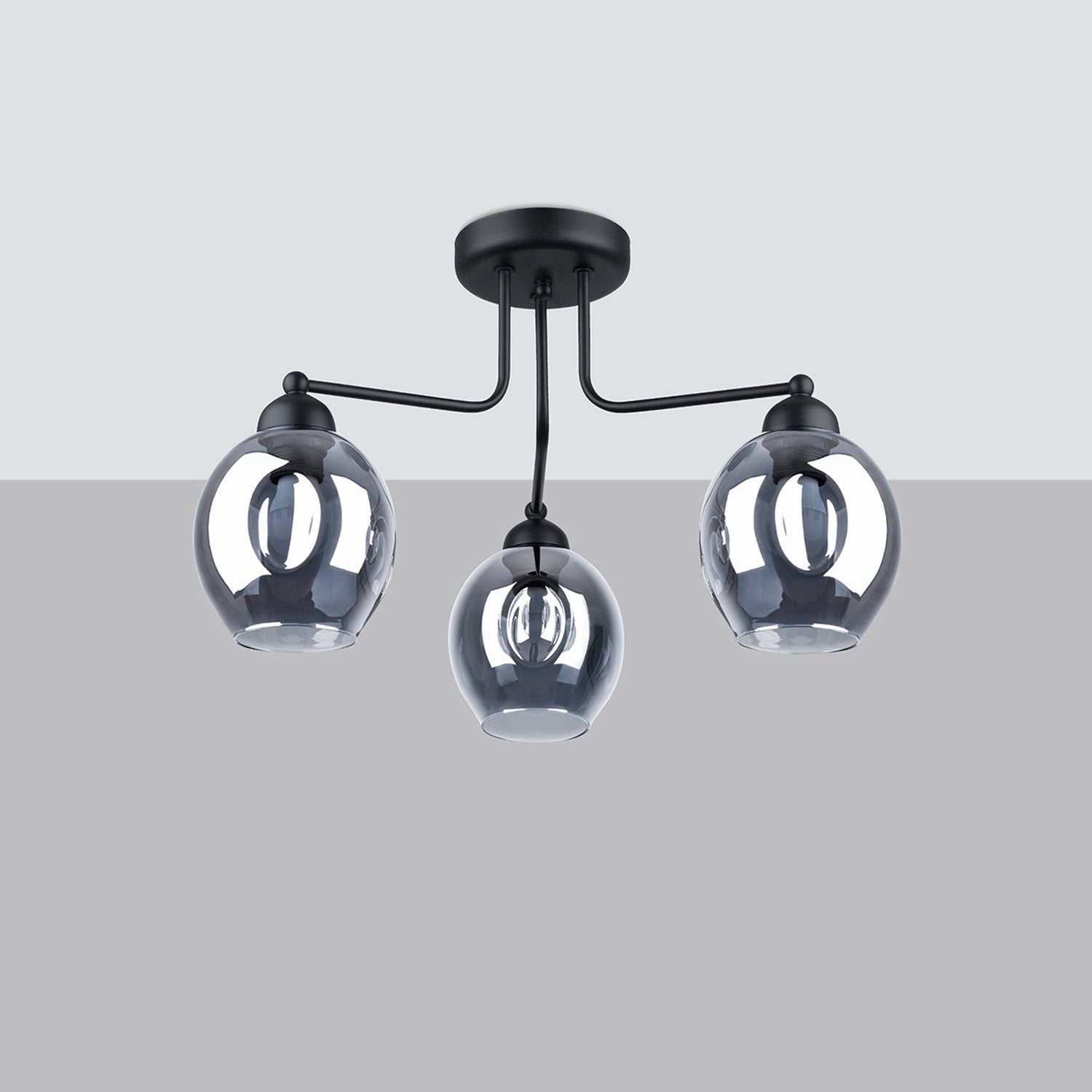 Lustre Fillan 3 verre fumé E27 de profil