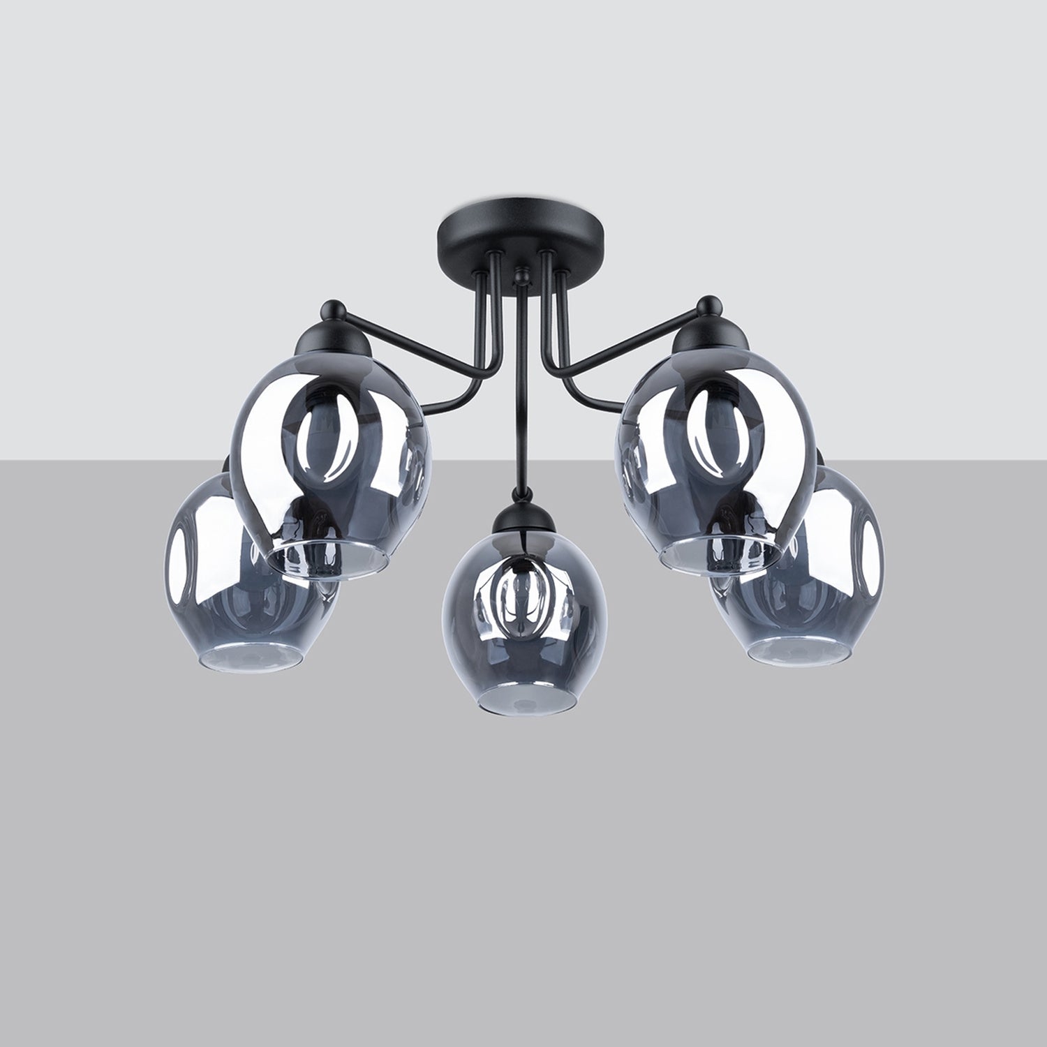 Lustre Fillan 5 verre fumé E27 de profil