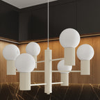 Lustre Halo 6 boules opale beige en ambiance