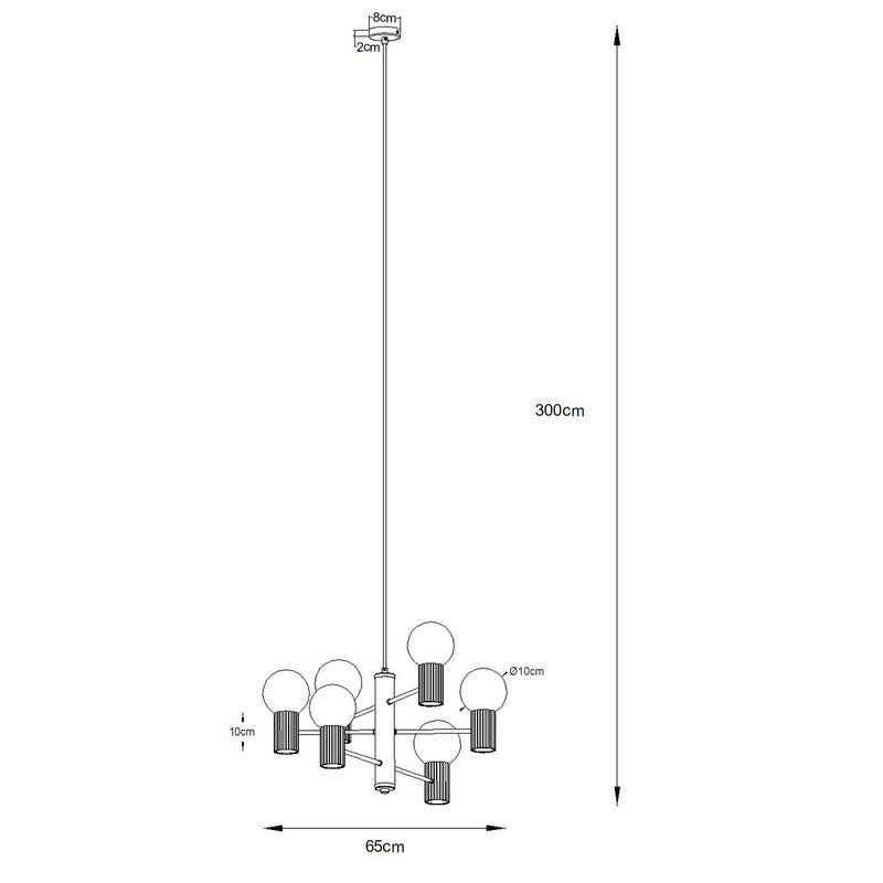 Dimensions Hängelampe Halo mit 6 beigen Opalglaskugeln G9