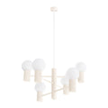 Lustre Halo 6 boules opale beige, six boules de verre opale sur bras étagés