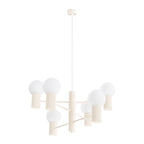 Lustre Halo 6 boules opale beige, six boules de verre opale sur bras étagés