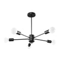 Lustre Lango 5 métal noir, cinq bras étoilés à ampoules E27 apparentes