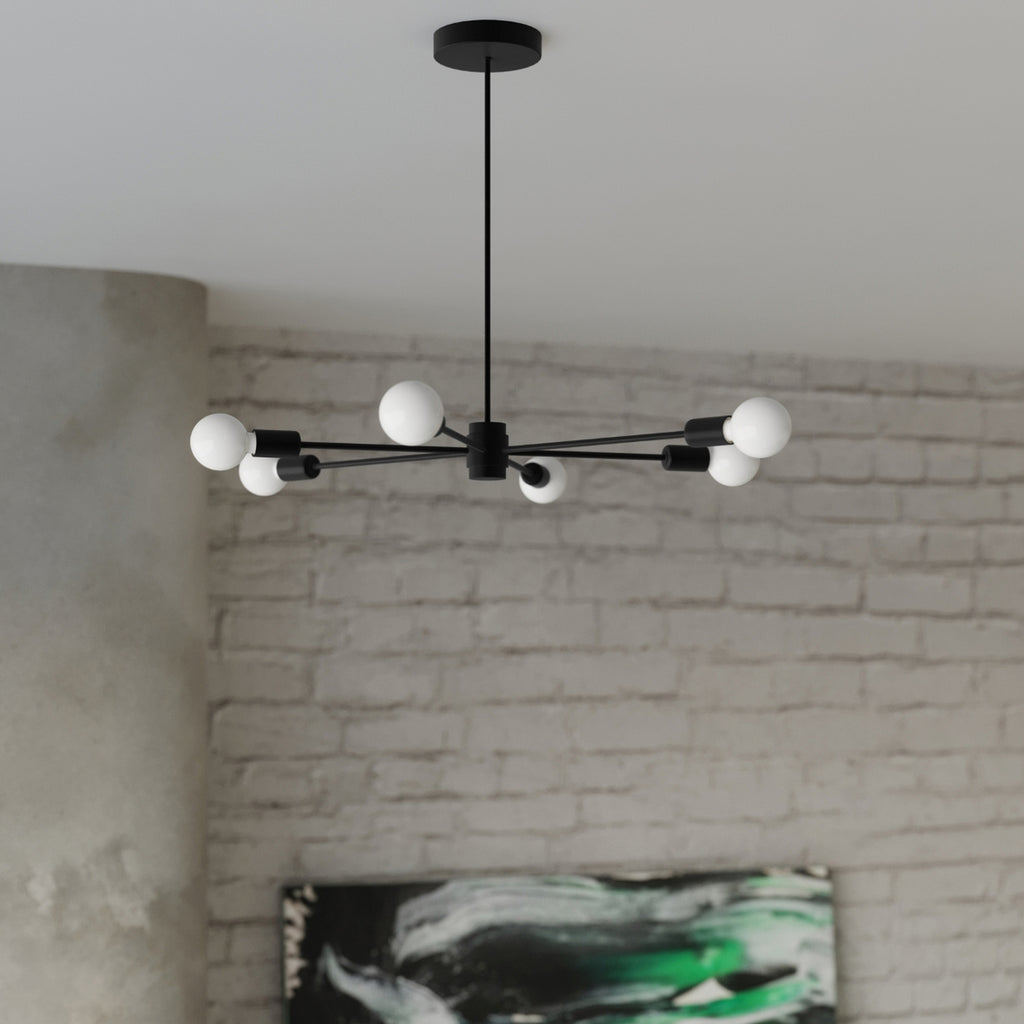 Lustre Lango 6 métal noir en ambiance