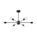 Lustre Lango 6 métal noir, six bras étoilés à ampoules E27 apparentes