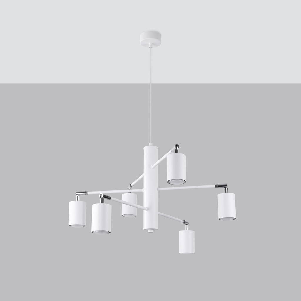 Lustre Lemmi 6 acier blanc GU10 de profil