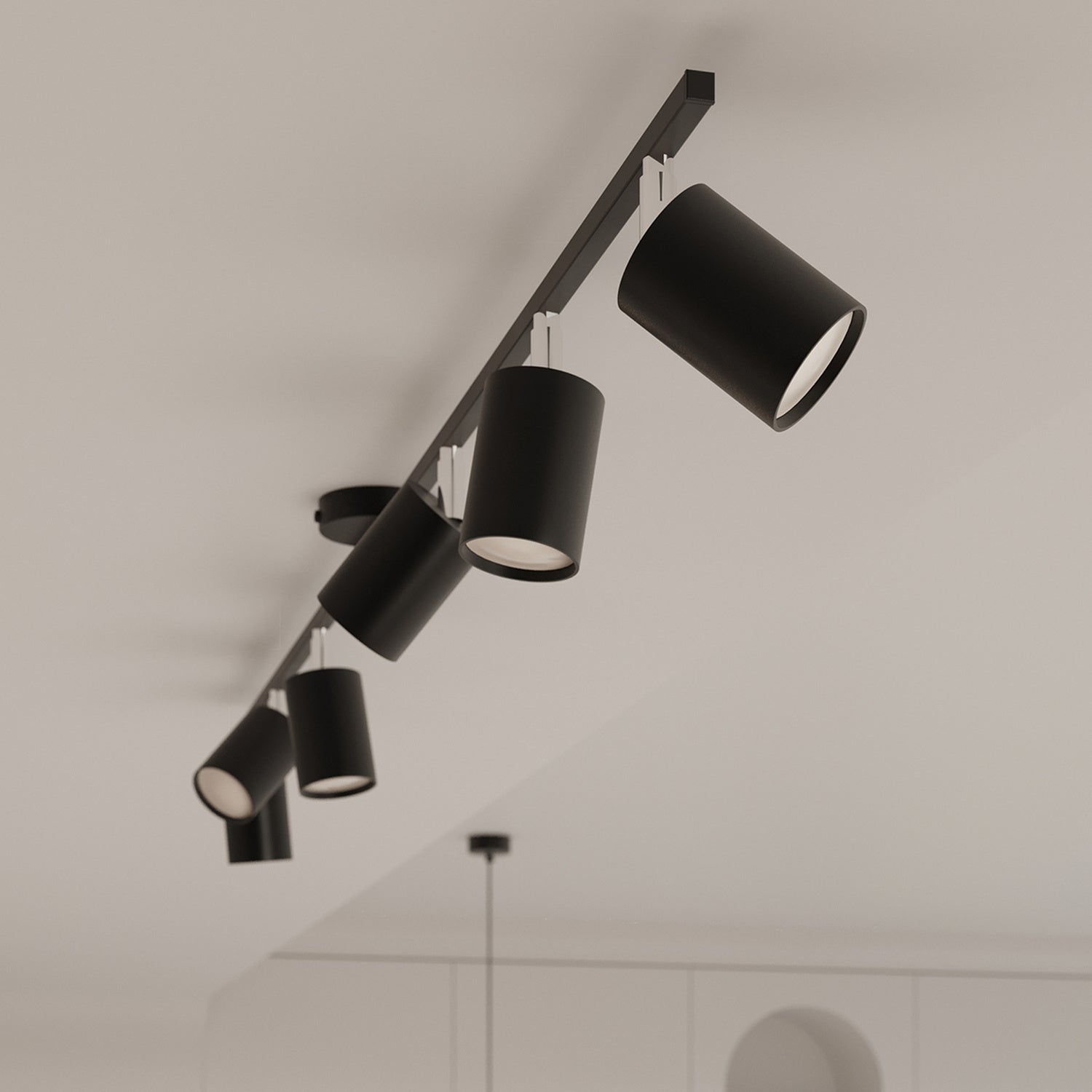 Lustre Lemmi 6 acier noir GU10 en ambiance