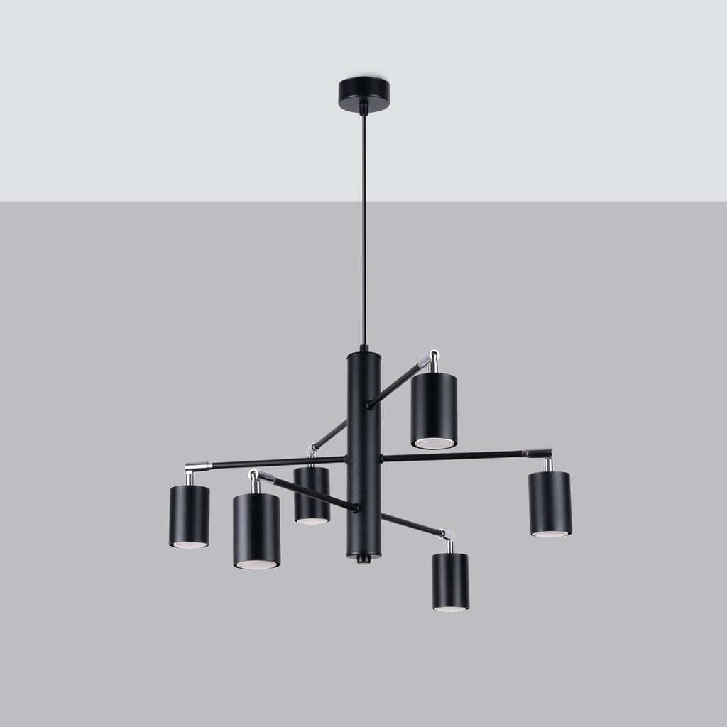 Lustre Lemmi 6 acier noir GU10 de profil