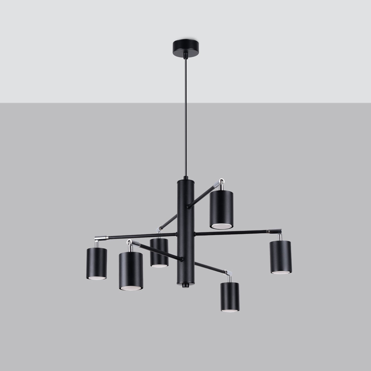 Lustre Lemmi 6 acier noir GU10 de profil