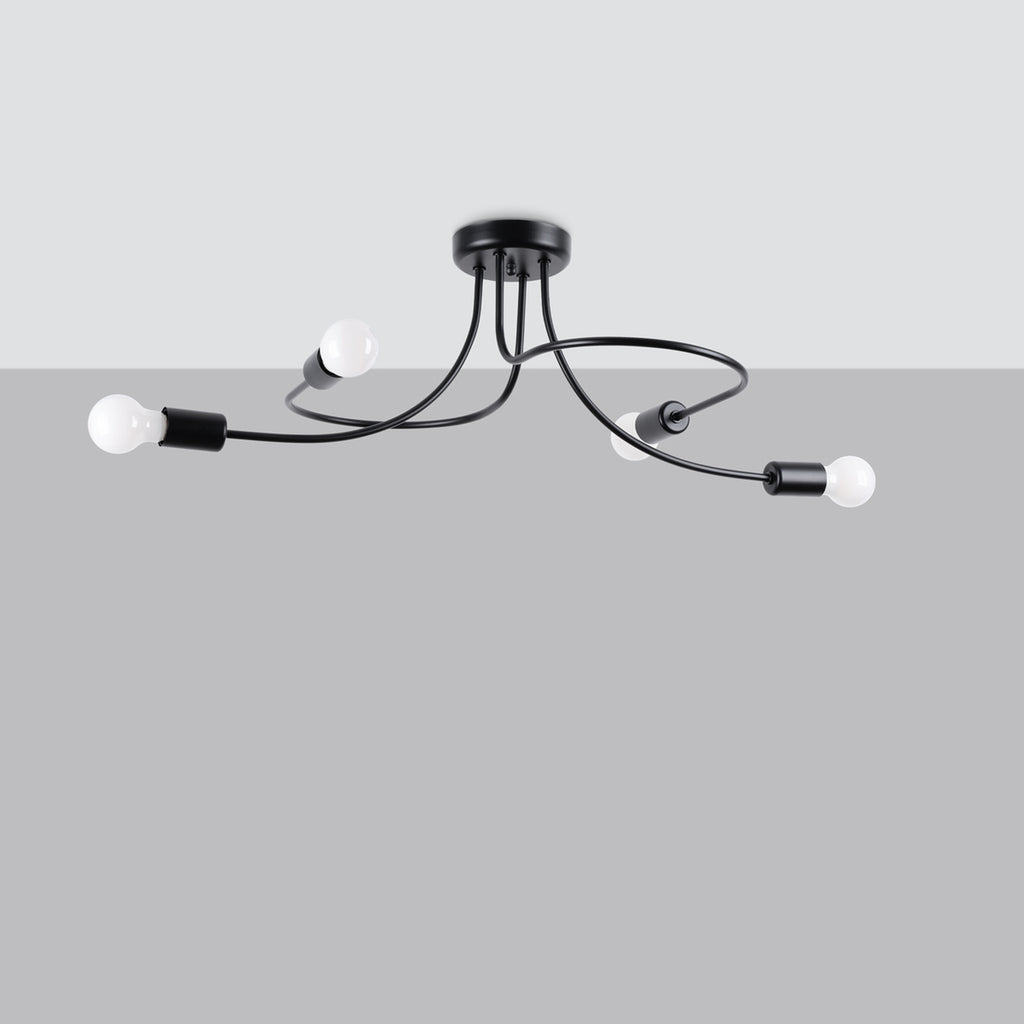 Lustre Levar 4 métal noir E27 de profil