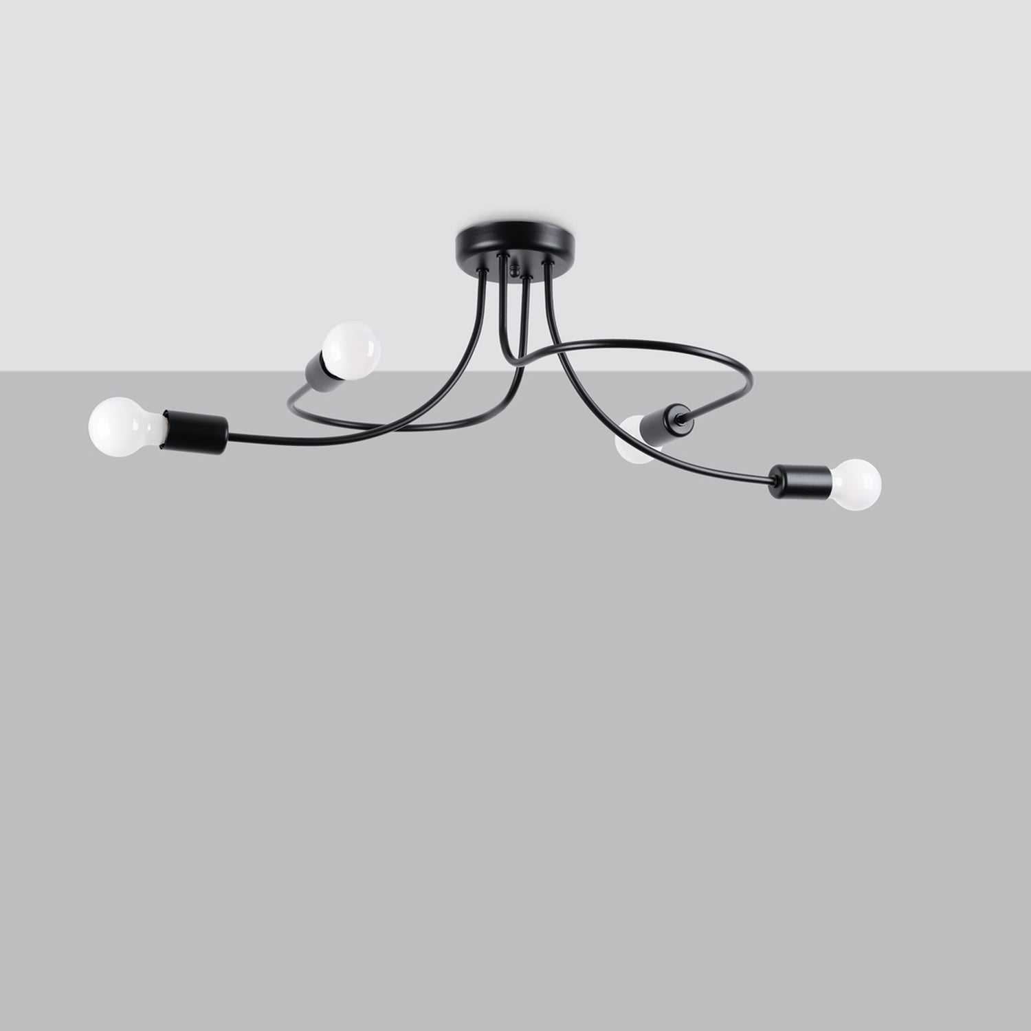 Lustre Levar 4 métal noir E27 de profil