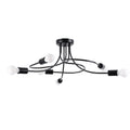 Lustre Levar 6 métal noir E27, bras d'acier bouclés et ampoules apparentes