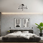 Lustre Levar 8 métal noir E27, ambiance chaleureuse