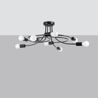 Lustre Levar 8 métal noir E27 de profil