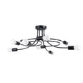 Lustre Levar 8 métal noir E27, bras d'acier bouclés et ampoules apparentes