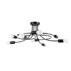 Lustre Levar 8 métal noir E27, bras d'acier bouclés et ampoules apparentes