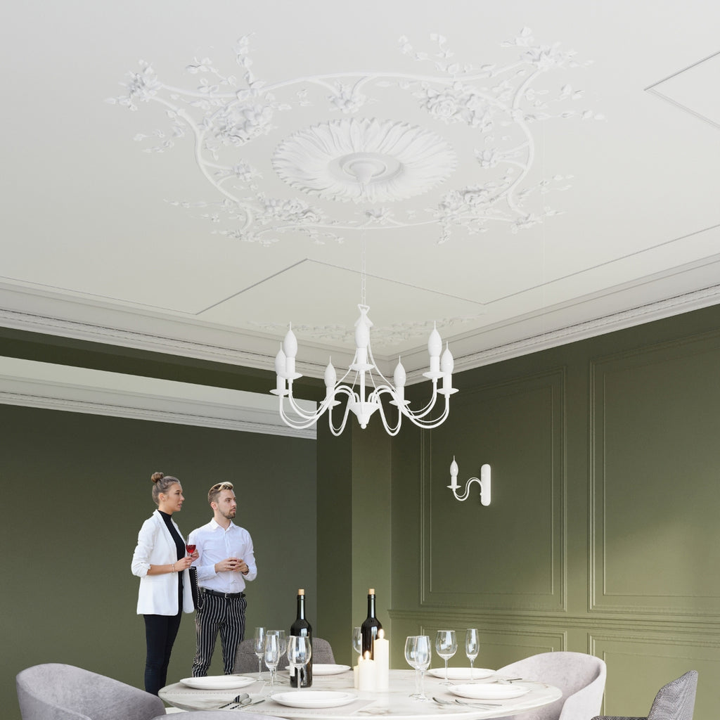 Lustre Minerwa 3 blanc dans une salle à manger classique