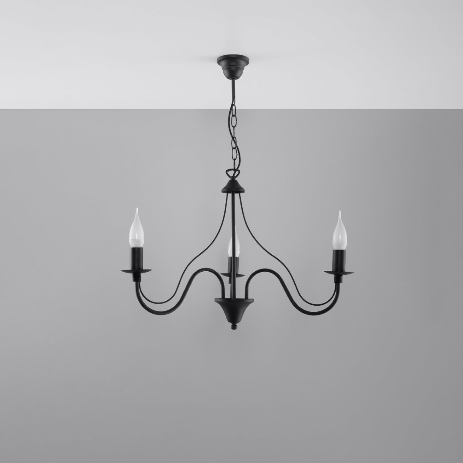Lustre Minerwa 3 noir suspendu au plafond